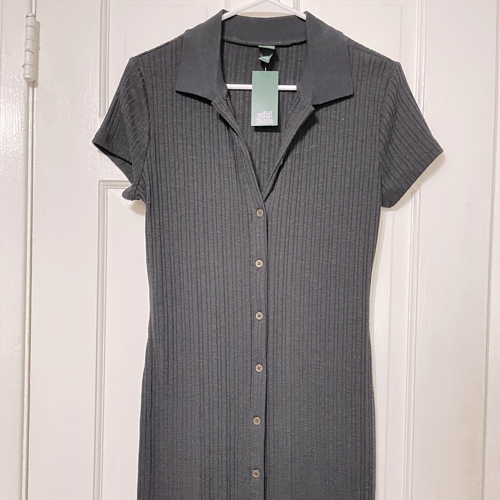 Wild Fable black cotton button down dress, size M, NWT
